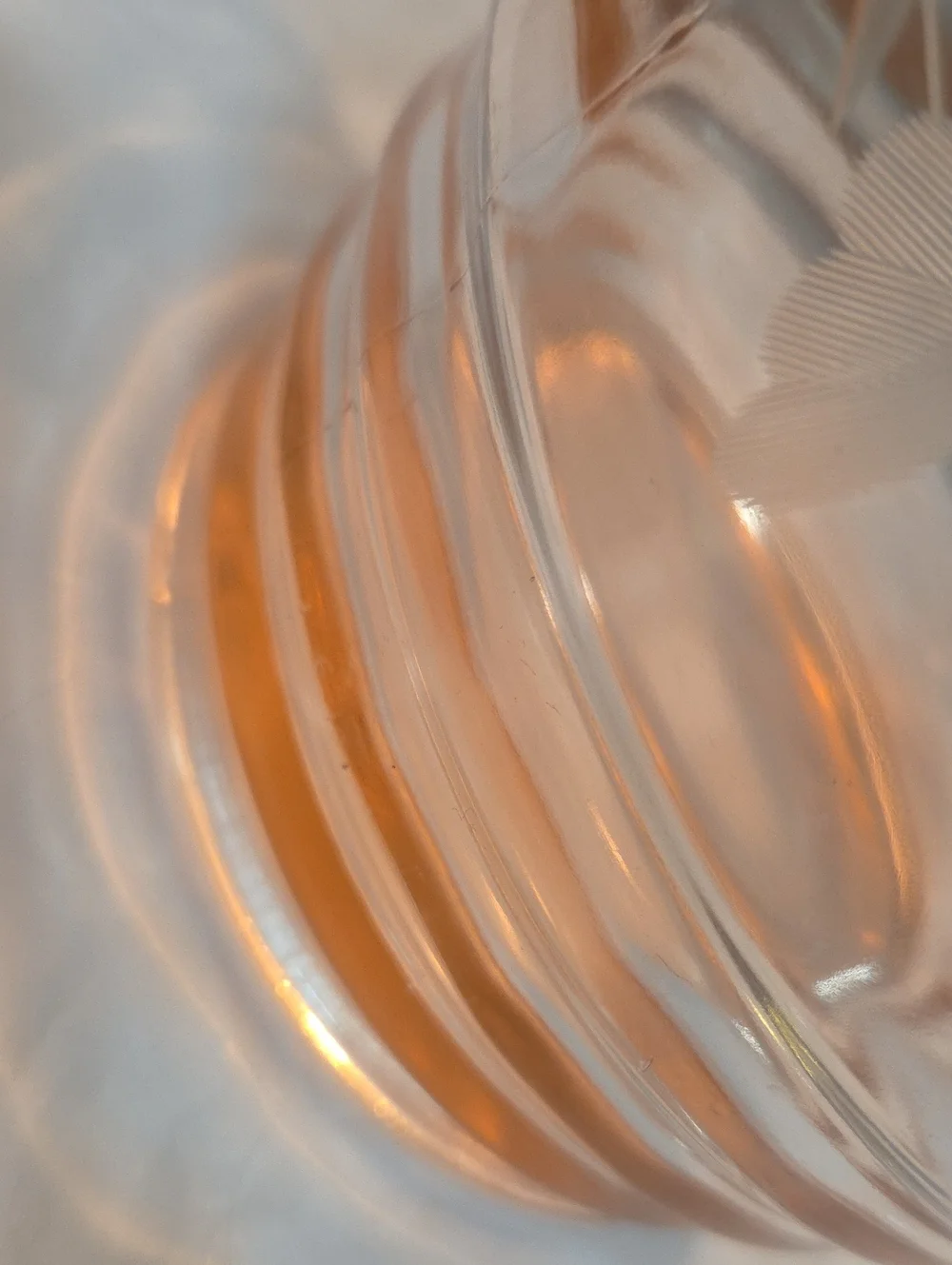 Vintaged Pink Depression Glass Etched Glass Serving Bowl/Ice Bucket
